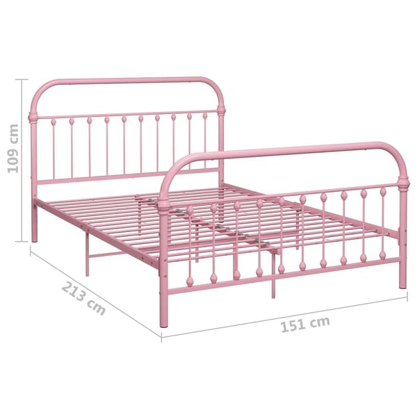 vidaXL Seng/Sengeramme rosa metall 140x200 cm change1