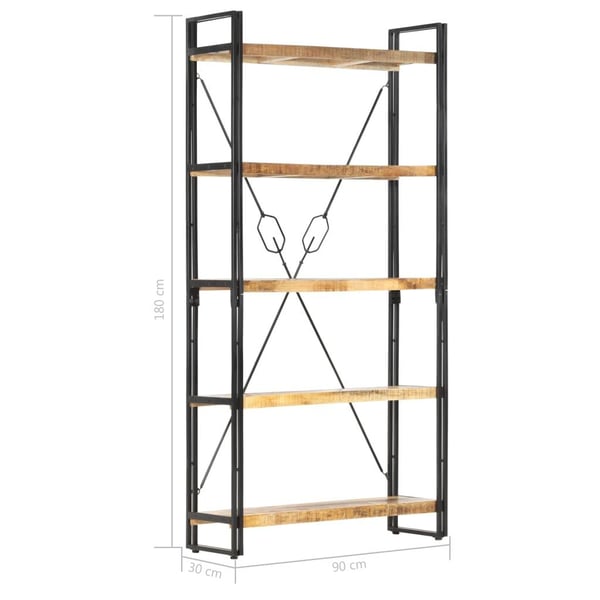 vidaXL Bokhylle 5 etasjer 90x30x180 cm heltre mango