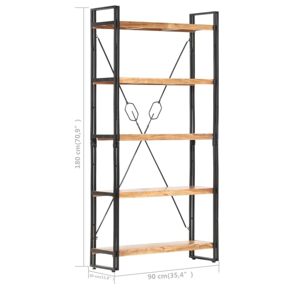 vidaXL Bokhylle 5 etasjer 90x30x180 cm heltre akasie