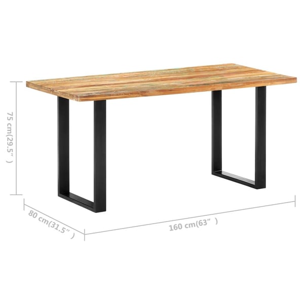 vidaXL Spisebord 160x80x75 cm gjenvunnet heltre