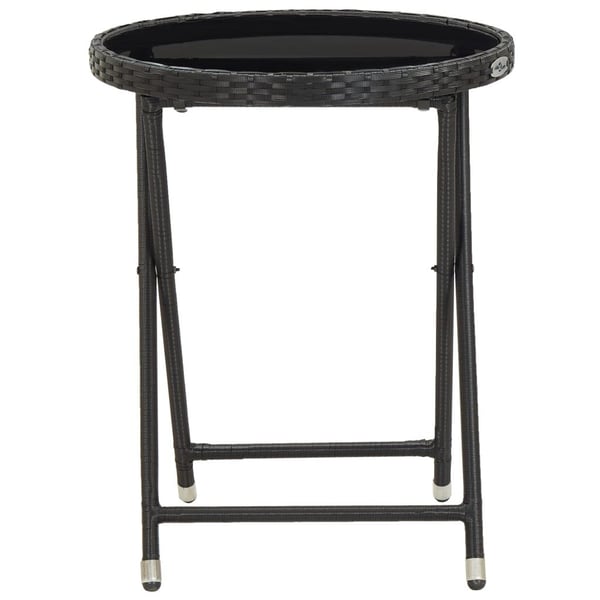 vidaXL tebord 60 cm hærdet glas og polyrattan sort