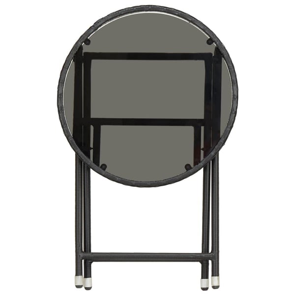 vidaXL tebord 60 cm hærdet glas og polyrattan sort