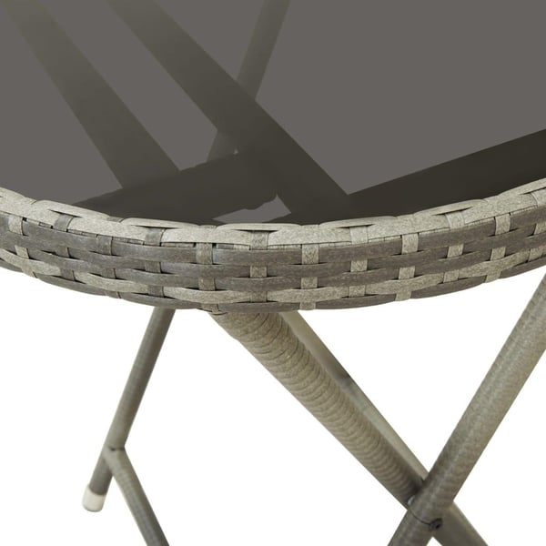vidaXL Teepöytä harmaa 60 cm polyrottinki ja karkaistu lasi