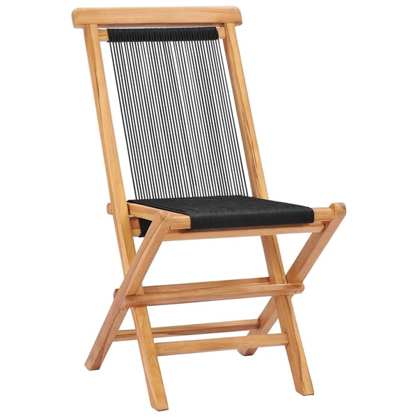 vidaXL foldbare havestole 2 stk. massivt teaktræ og reb