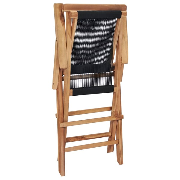 vidaXL foldbare havestole 2 stk. massivt teaktræ og reb