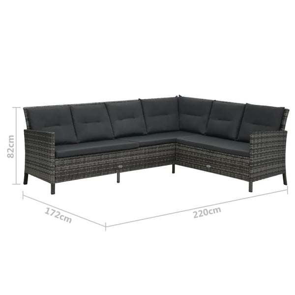 vidaXL haveloungesæt 3 dele med hynder polyrattan grå