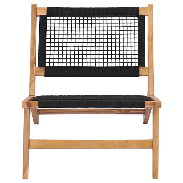 vidaXL Solseng med fotstøtte heltre teak tre og tau