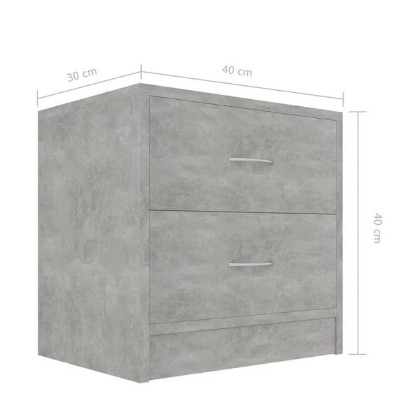 vidaXL sengeskabe 2 stk. 40x30x40 cm spånplade betongrå