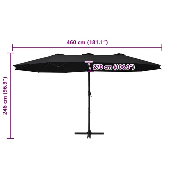 vidaXL Aurinkovarjo alumiinitanko 460x270 cm musta