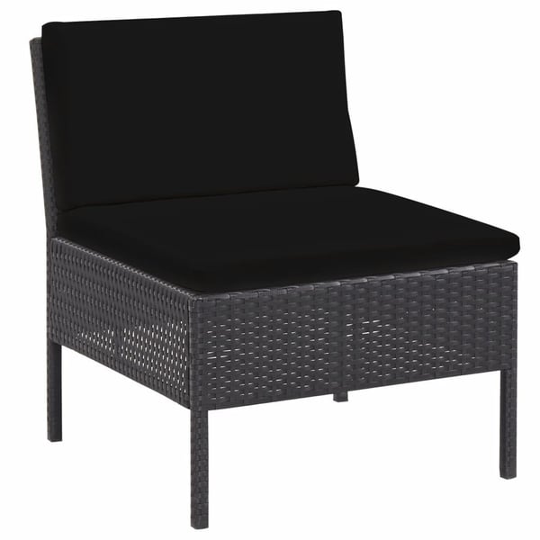 vidaXL havesofasæt med hynder 5 dele polyrattan sort