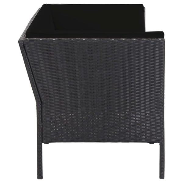 vidaXL haveloungesæt 6 dele med hynder polyrattan sort