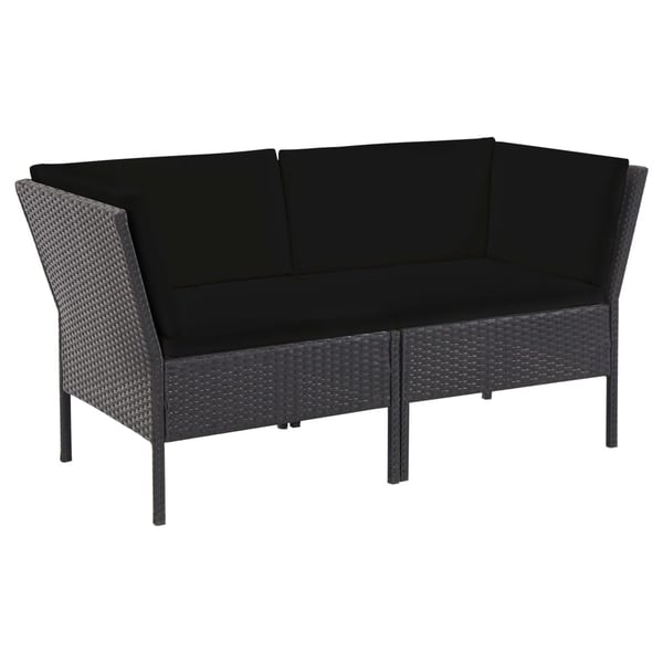 vidaXL haveloungesæt 6 dele med hynder polyrattan sort