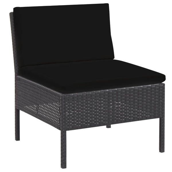 vidaXL haveloungesæt 6 dele med hynder polyrattan sort