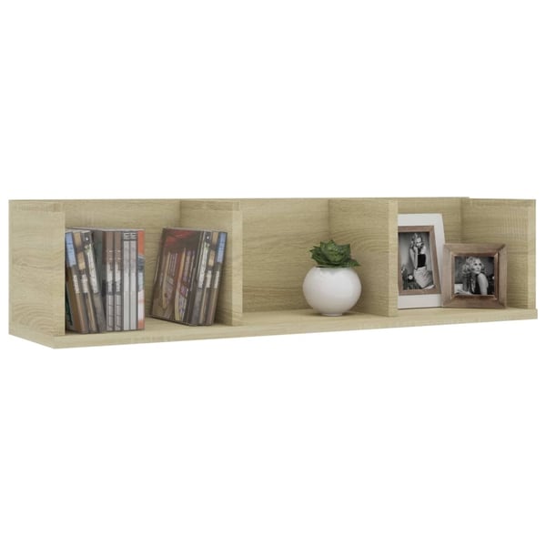 vidaXL Veggmontert CD-hylle sonoma eik 75x18x18 cm konstruert tre