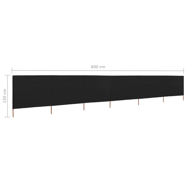 vidaXL Vindskjerm 6 paneler stoff 800x120 cm svart