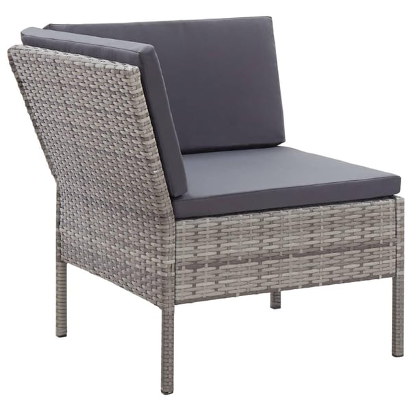 vidaXL haveloungesæt 6 dele med hynder polyrattan grå