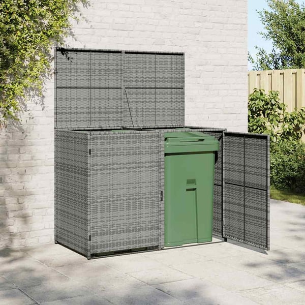 vidaXL Skjul för 2 soptunnor konstrotting antracit 148x77x111 cm
