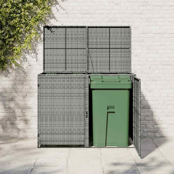 vidaXL Skjul för 2 soptunnor konstrotting antracit 148x77x111 cm