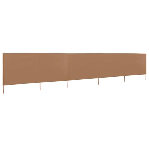 vidaXL Vindskjerm 5 paneler stoff 600x80 cm gråbrun