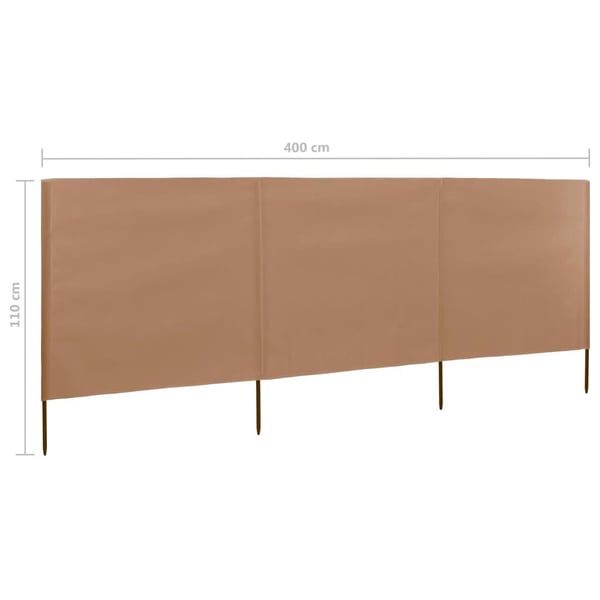 vidaXL Vindskjerm 3 paneler stoff 400x80 cm gråbrun