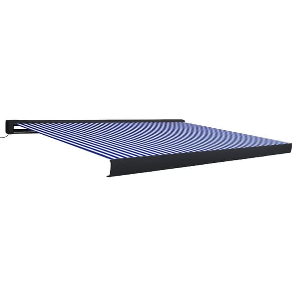 vidaXL kassettemarkise m. motor 450x300 cm blå og hvid