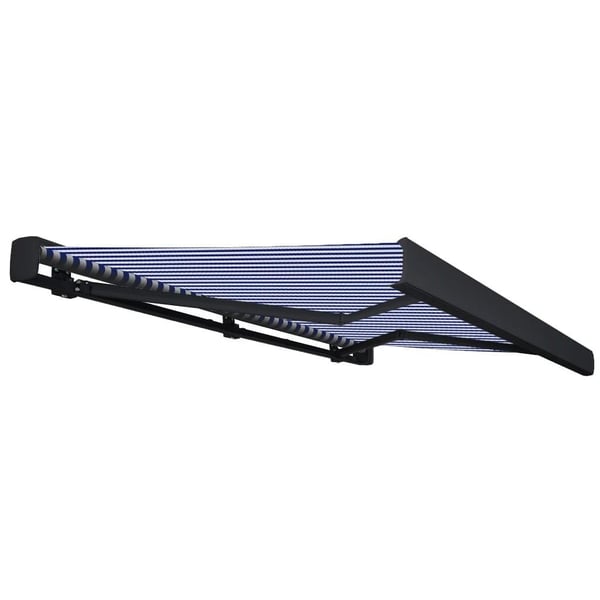 vidaXL kassettemarkise m. motor 450x300 cm blå og hvid