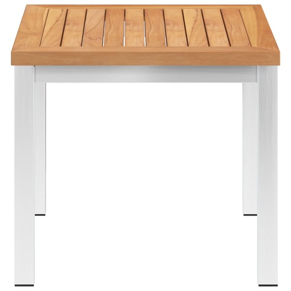 vidaXL havebord 45x45x38 cm massivt teaktræ og rustfrit stål