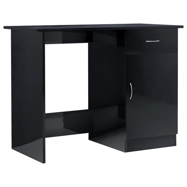 vidaXL Skrivebord høyglans svart 100x50x76 cm sponplate