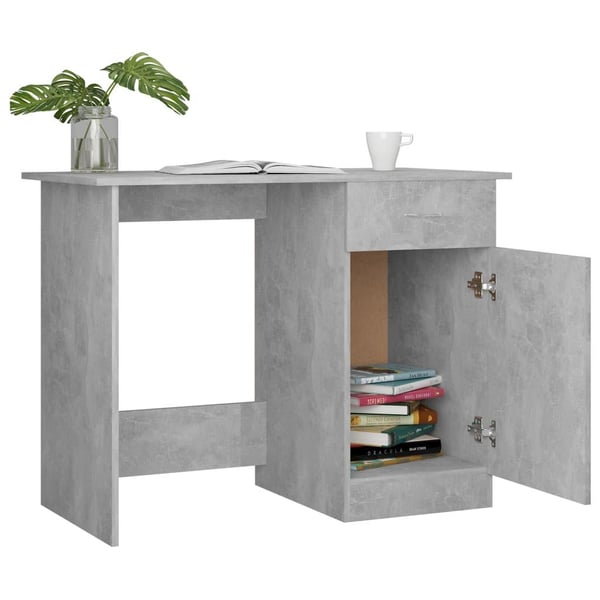 vidaXL Skrivebord betonggrå 100x50x76 cm sponplate