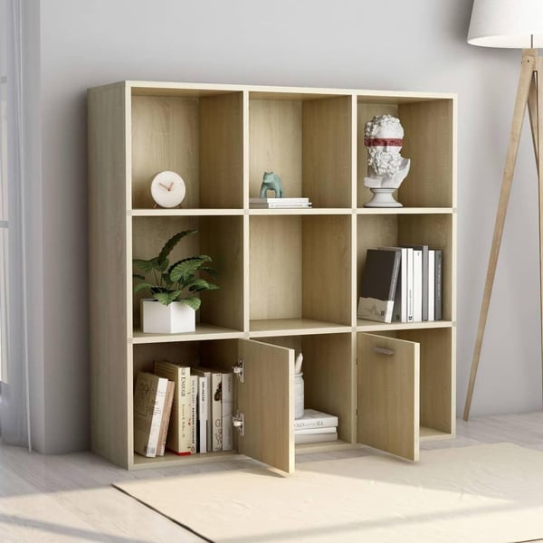 vidaXL Bokhylle sonoma eik 98x30x98 cm konstruert tre