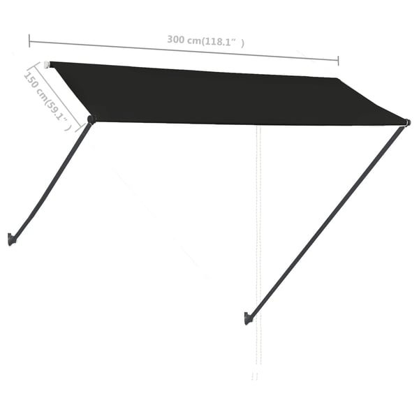 vidaXL foldemarkise med LED 300x150 cm antracitgrå