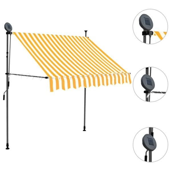 vidaXL Manuell uttrekkbar markise med LED 150 cm hvit og oransje