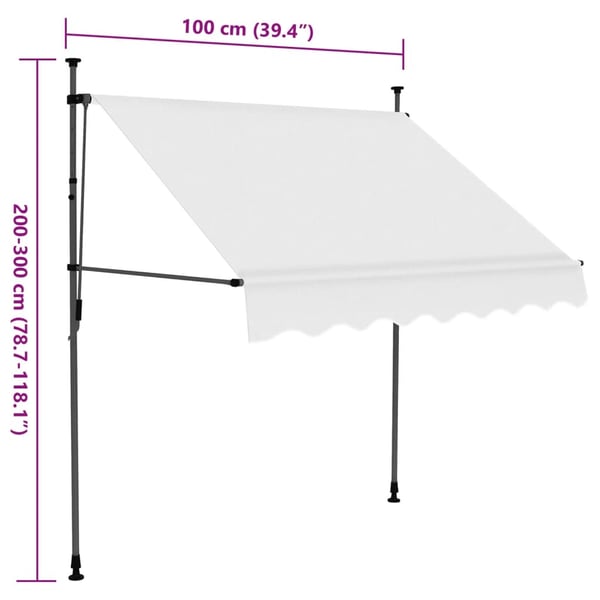 vidaXL Manuell uttrekkbar markise med LED 100 cm kremhvit