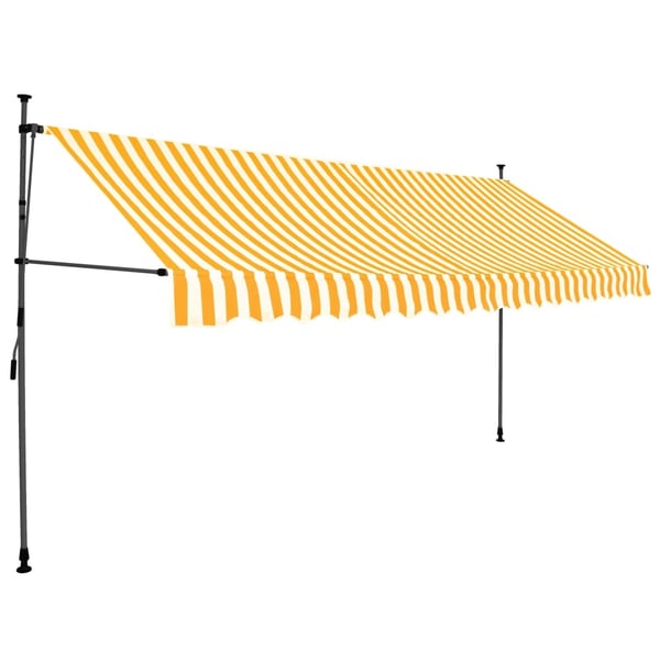 vidaXL Manuell uttrekkbar markise med LED 350 cm hvit og oransje