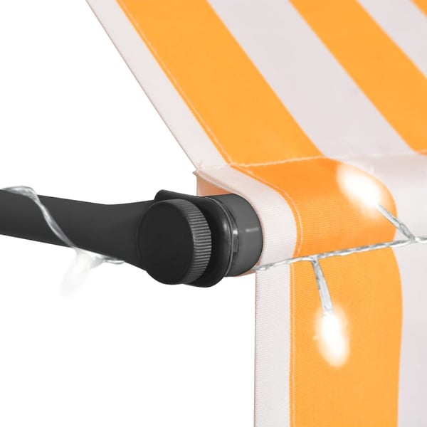 vidaXL Manuell uttrekkbar markise med LED 350 cm hvit og oransje
