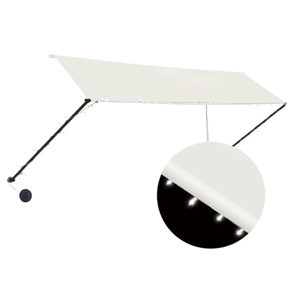 vidaXL Uttrekkbar markise med LED 350x150 cm kremhvit