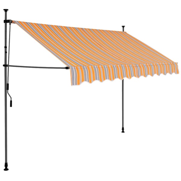 vidaXL Manuell uttrekkbar markise med LED 300 cm gul og blå