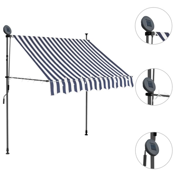 vidaXL Manuell uttrekkbar markise med LED 100 cm blå og hvit