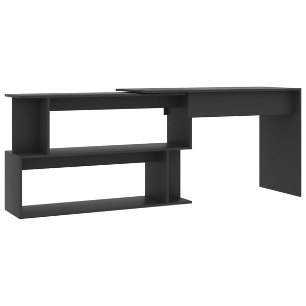 vidaXL hjørneskrivebord 200 x 50 x 76 cm spånplade grå
