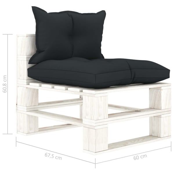vidaXL Pallsoffa mittensektion med antracita dynor trä