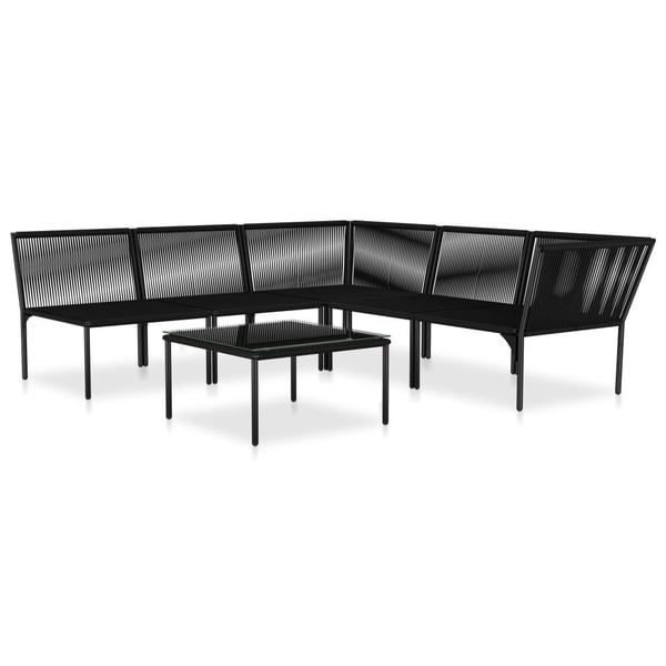 vidaXL haveloungesæt 6 dele med hynder PVC sort