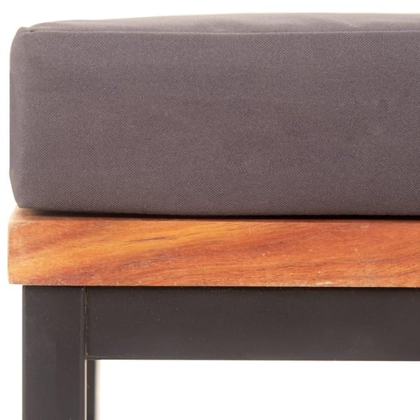 vidaXL fodskammel med hynde 66x66x36 cm massivt akacietræ mørkegrå