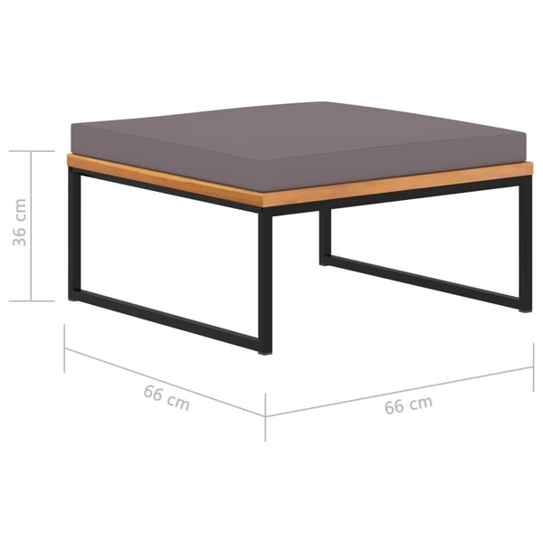 vidaXL fodskammel med hynde 66x66x36 cm massivt akacietræ mørkegrå