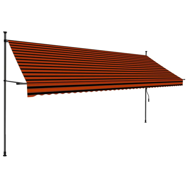 vidaXL Manuell uttrekkbar markise med LED 400 cm oransje og brun