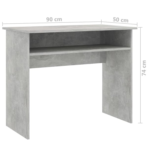 vidaXL Skrivebord betonggrå 90x50x74 cm sponplate