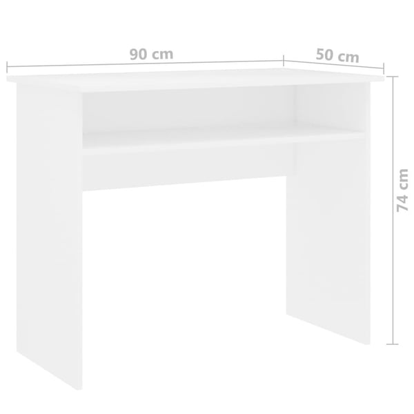 vidaXL Skrivebord hvit 90x50x74 cm sponplate