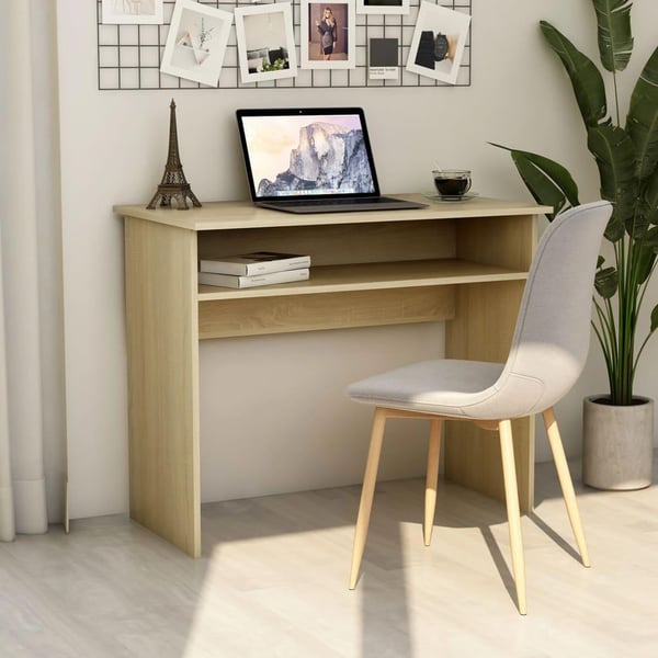 vidaXL Skrivebord sonoma eik 90x50x74 cm sponplate