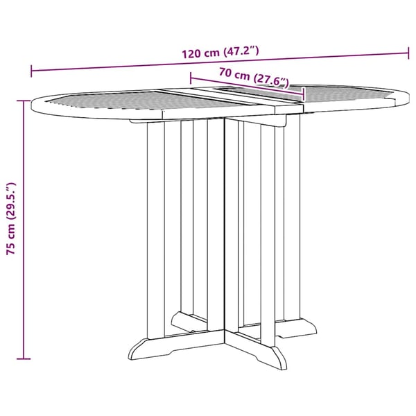 vidaXL Hopfällbart trädgårdsbord 120x70x75 cm massiv teak