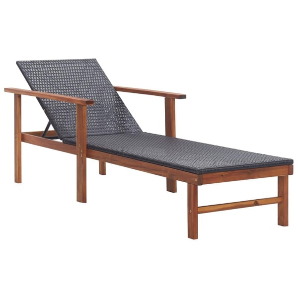 vidaXL liggestol polyrattan og massivt akacietræ sort