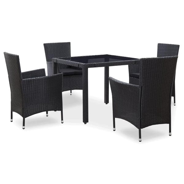 vidaXL udendørs spisebordssæt 5 dele polyrattan sort